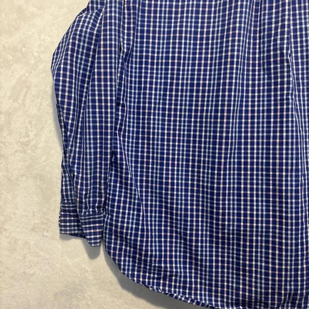 Vineyard Vines Men's Plaid Whale Shirt Button Down Pink Blue Size Large Preppy